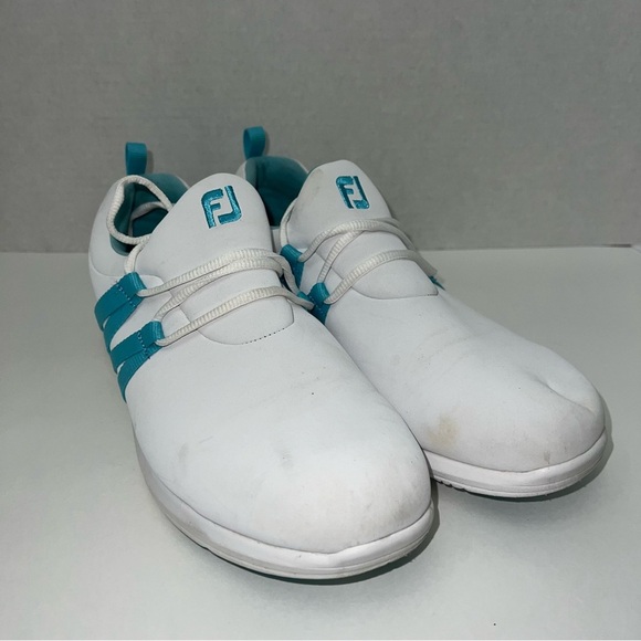 FootJoy FJ Leisure Slip On Golf Shoe White Light Blue 92908 Women Size 11Med - Picture 2 of 10